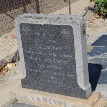 MERWE Izak Jacobus 1870-1955 &amp; Maria Magdalena MOUTON 1877-19?2