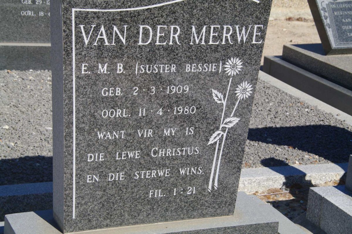 MERWE E.M.B., van der 1909-1980