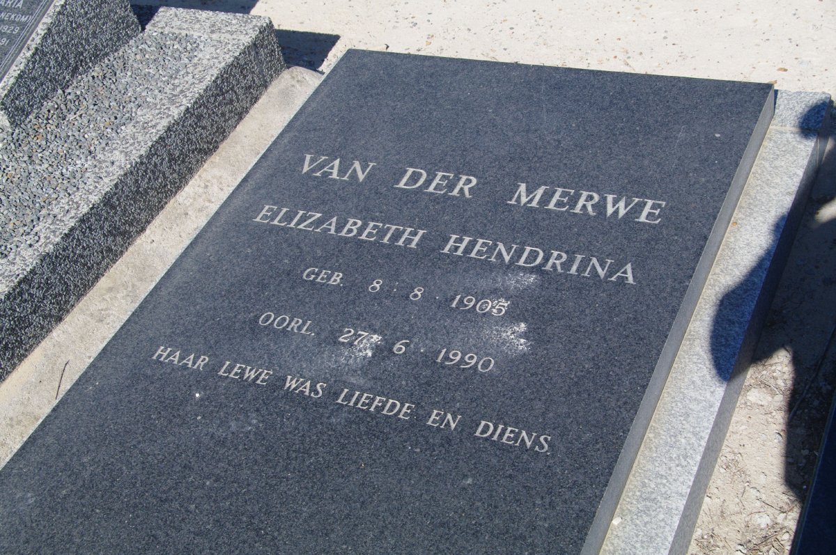 MERWE Elizabeth Hendrina, van der 1905-1990