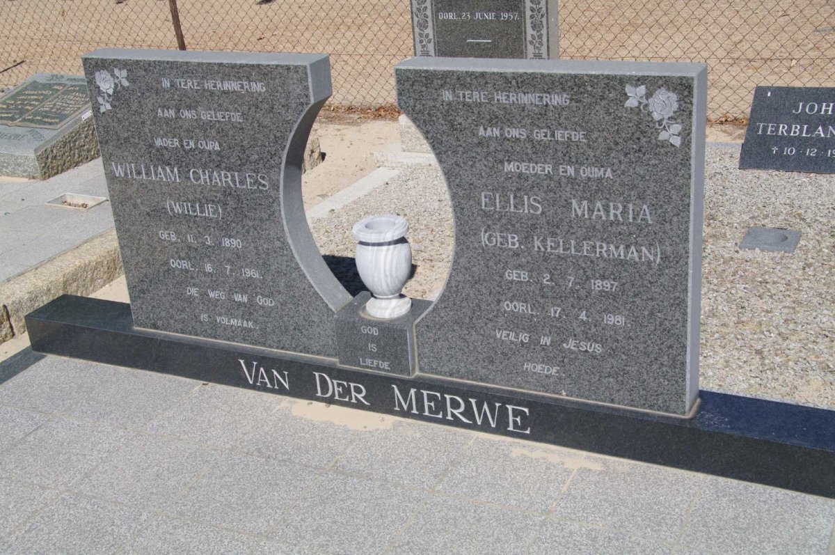 MERWE William Charles, van der 1890-1961 &amp; Ellis Maria KELLERMAN 1897-1981