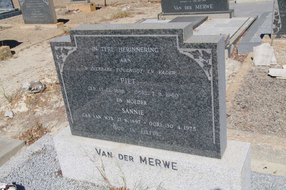 MERWE Piet, van der 1886-1960 &amp; Sannie 1897-1975