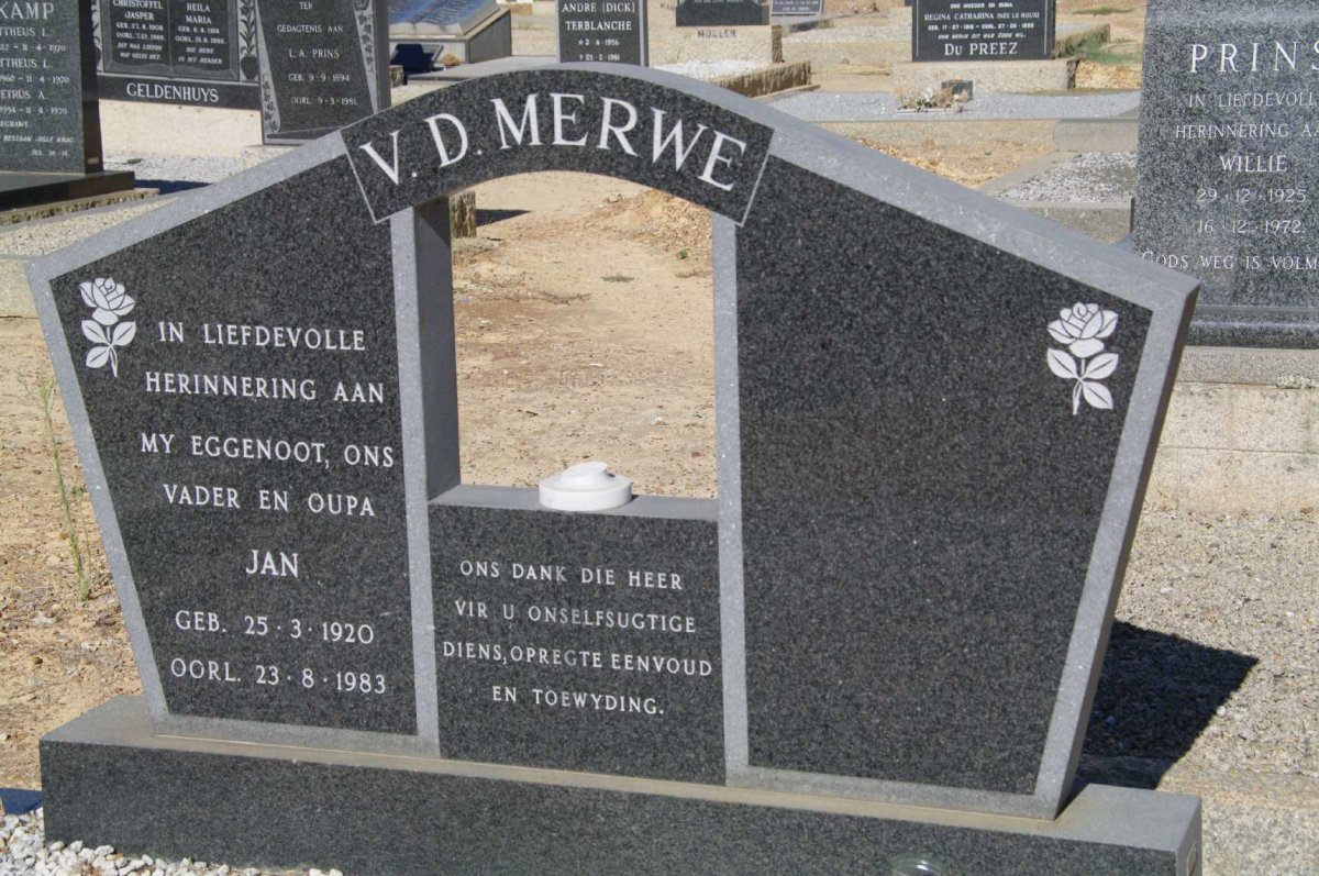 MERWE Jan, v.d. 1920-1983