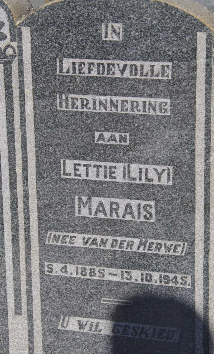 MARAIS Lettie nee van der MERWE 1885-1945