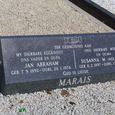MARAIS Jan Abraham 1892-1974 &amp; Susanna M. BRINK 1897-1987