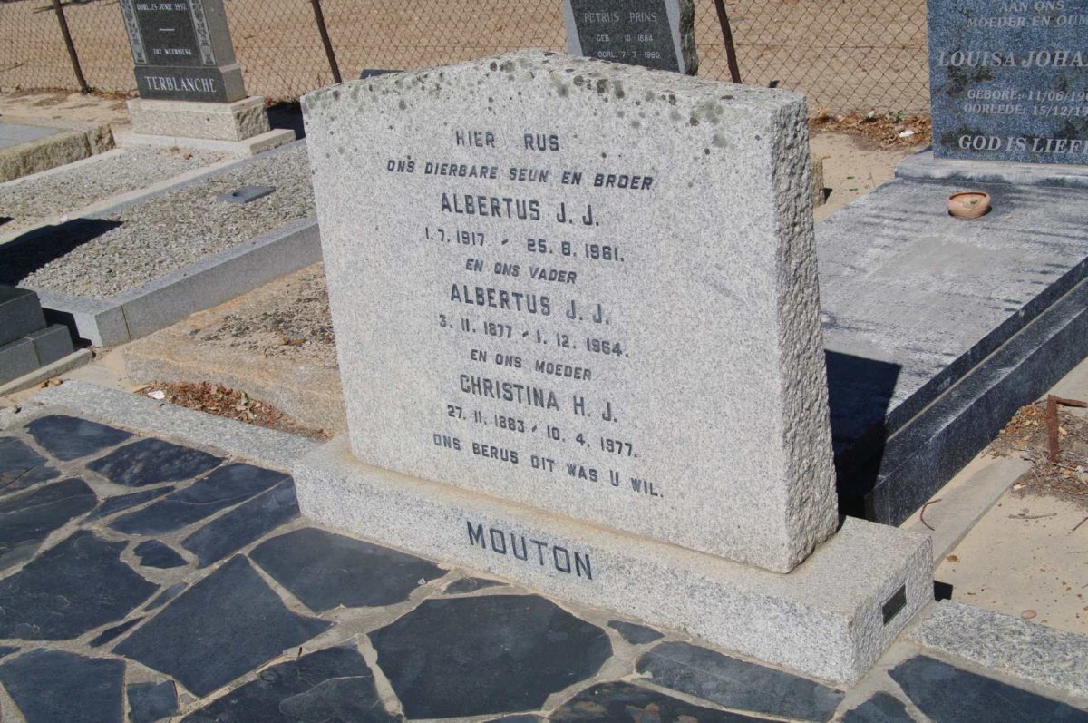 MOUTON Albertus J.J. 1877-1964 &amp; Christina H.J. 1883-1977 :: MOUTON Albertus J.J. 1917-1961