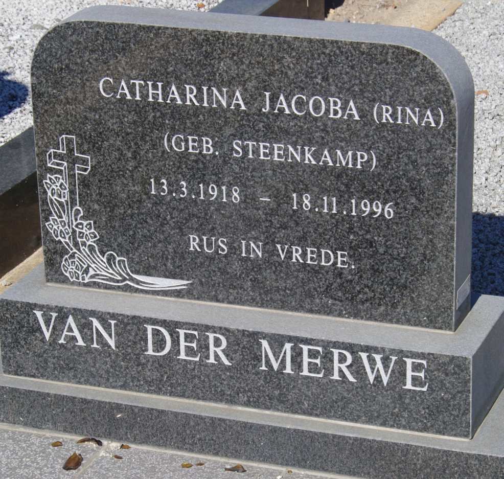 MERWE Catharina Jacoba, van der nee STEENKAMP 1918-1996 