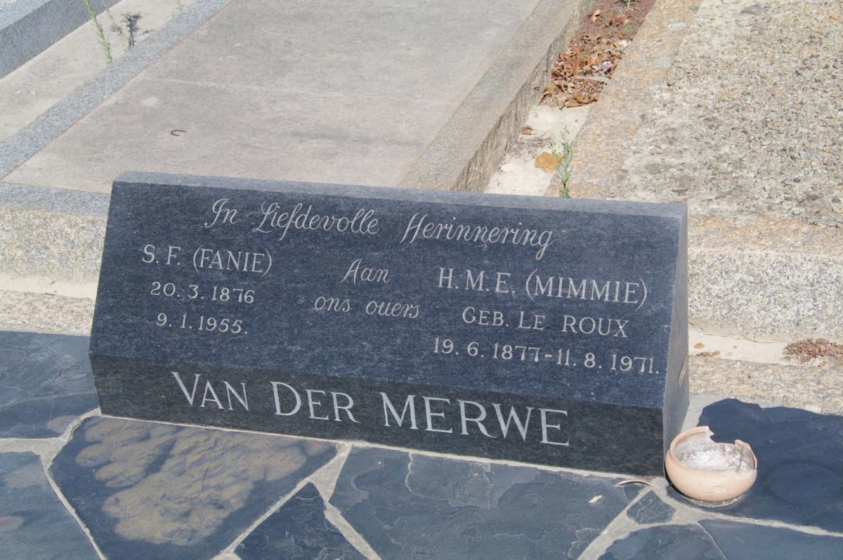 MERWE S.F., van der 1876-1955 &amp; H.M.E. le ROUX 1877-1971