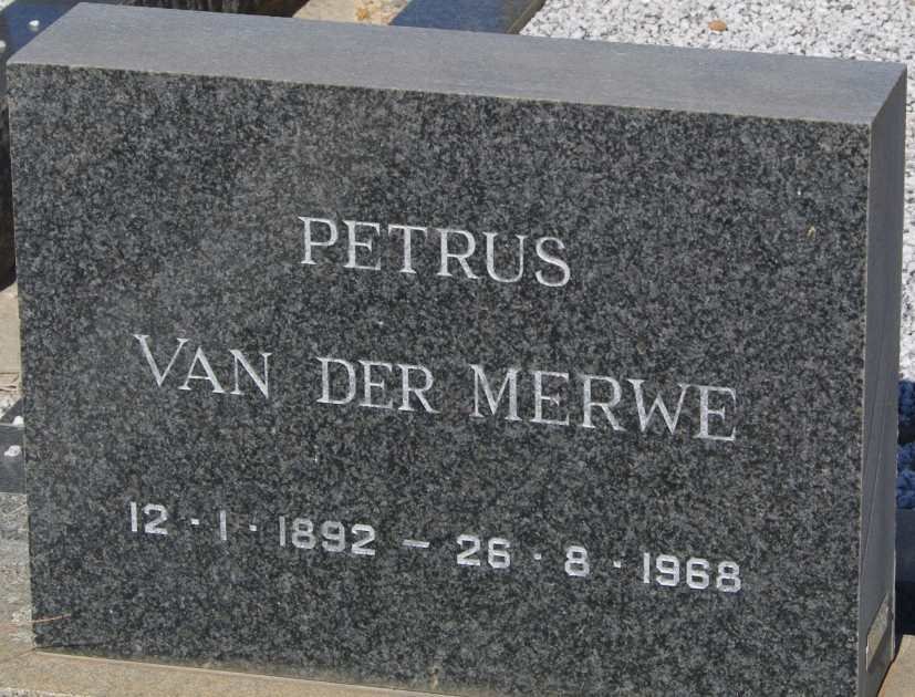 MERWE Petrus, van der 1892-1968