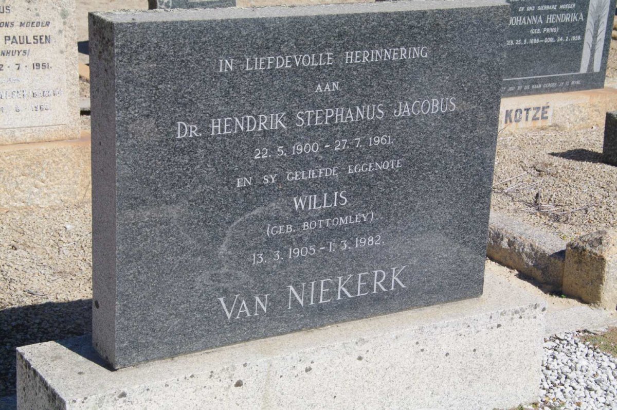 NIEKERK Hendrik Stephanus Jacobus, van 1900-1961 &amp; Willis BOTTOMLEY 1905-1982