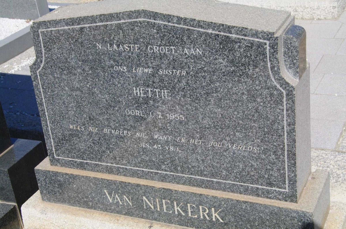 NIEKERK Hettie, van -1955