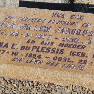 PLESSIS Schalk Willem Jakobus, du 1873-1948 &amp; Susanna E. du PLESSIS 1894-1957