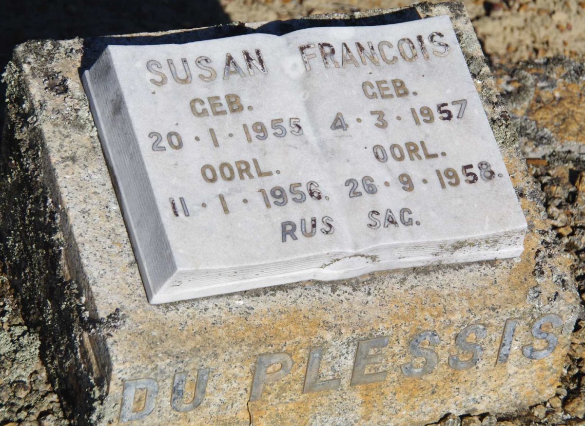 PLESSIS Susan, du 1955-1956 :: PLESSIS Francois, du 1957-1958