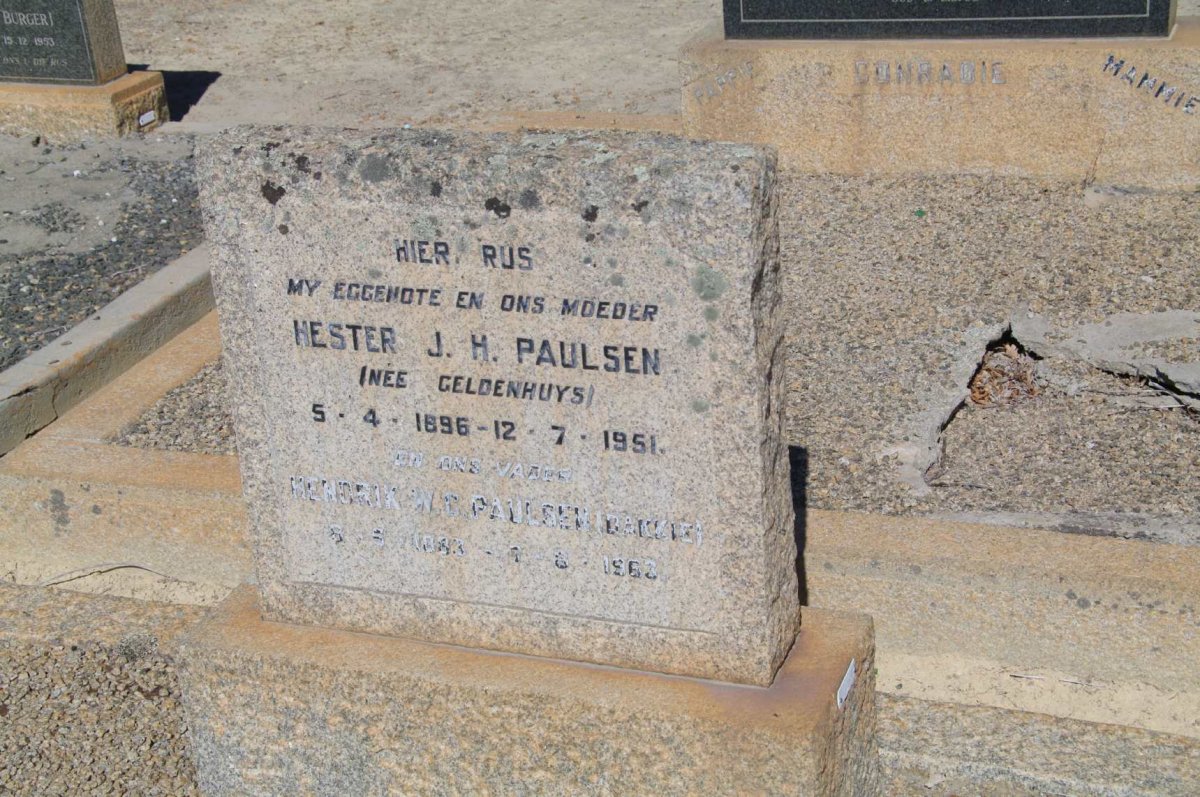 PAULSEN Hendrik W.C. 1883-1963 &amp; Hester J.H. GELDENHUYS 1896-1951