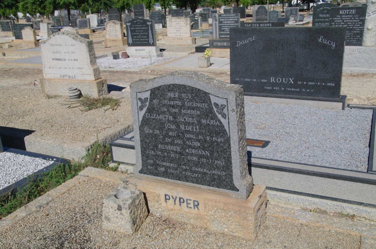 PYPER Hendrik Adriaan 1872-1963 &amp; Elizabeth Jacoba Maria SLOET 1871-1949