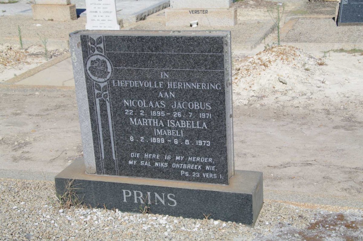 PRINS Nicolaas Jacobus 1895-1971 &amp; Martha Isabella 1899-1973
