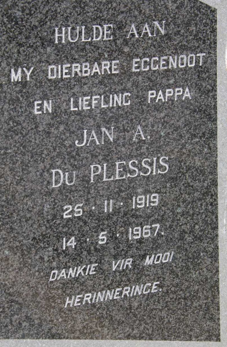 PLESSIS Jan A., du 1919-1967