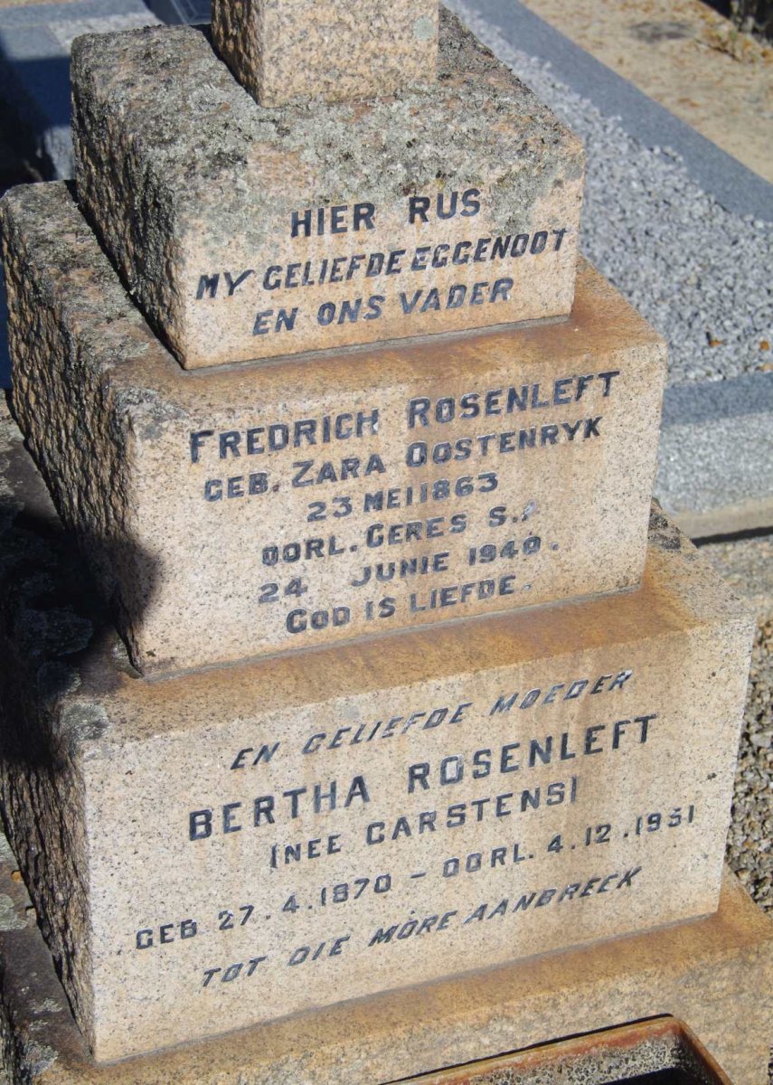 ROSENLEFT Fredrich 1863-1949 &amp; Bertha CARSTENS 1870-1951