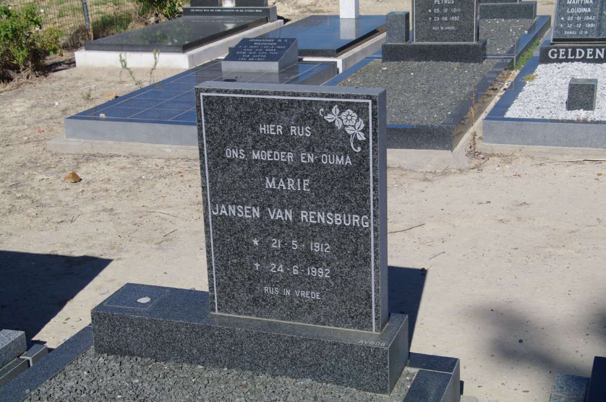 RENSBURG Marie, Jansen van 1912-1992