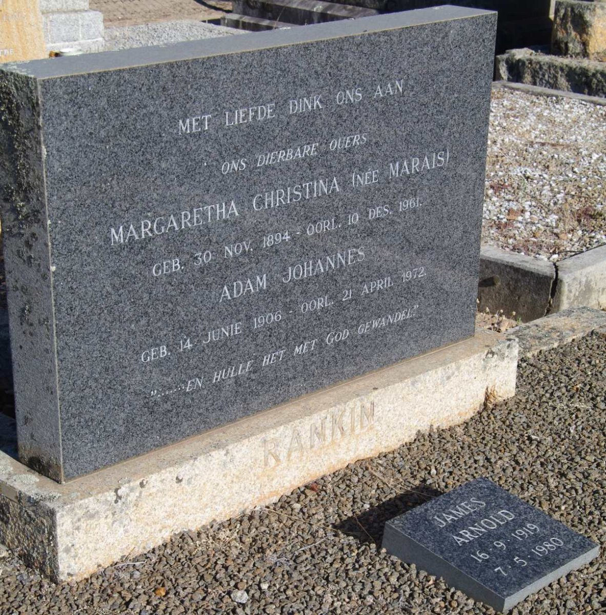 RANKIN Adam Johannes 1906-1972 &amp; Margaretha Christina MARAIS 1894-1961 :: RANKIN James Arnold 1919-1980