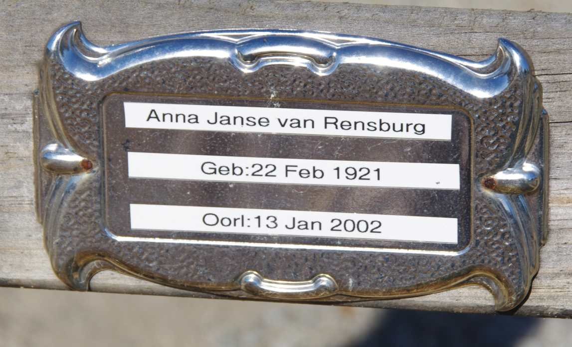 RENSBURG Anna, Janse van 1921-2002