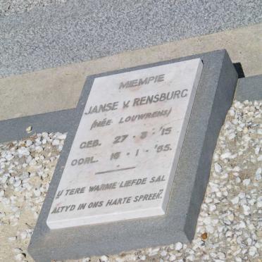 RENSBURG Miempie, Janse v. nee LOUWRENS 1915-1955