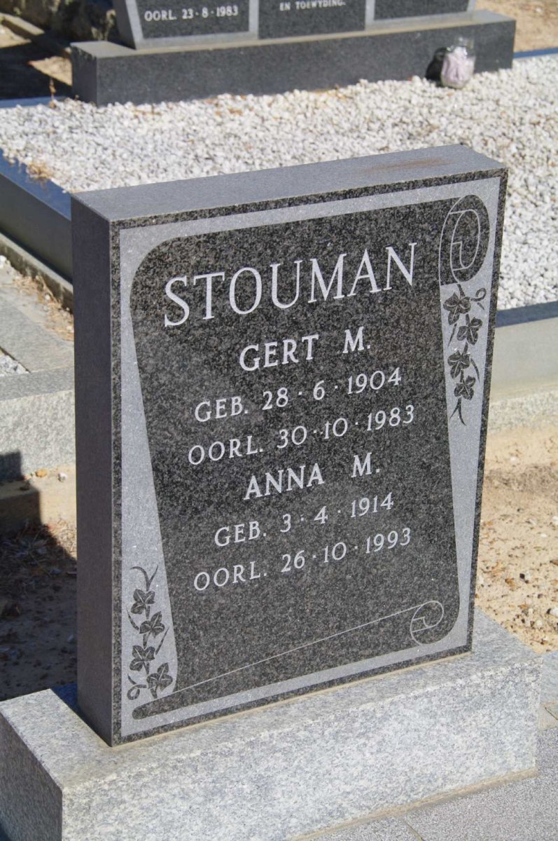 STOUMAN Gert M. 1904-1983 &amp; Anna M. 1914-1993