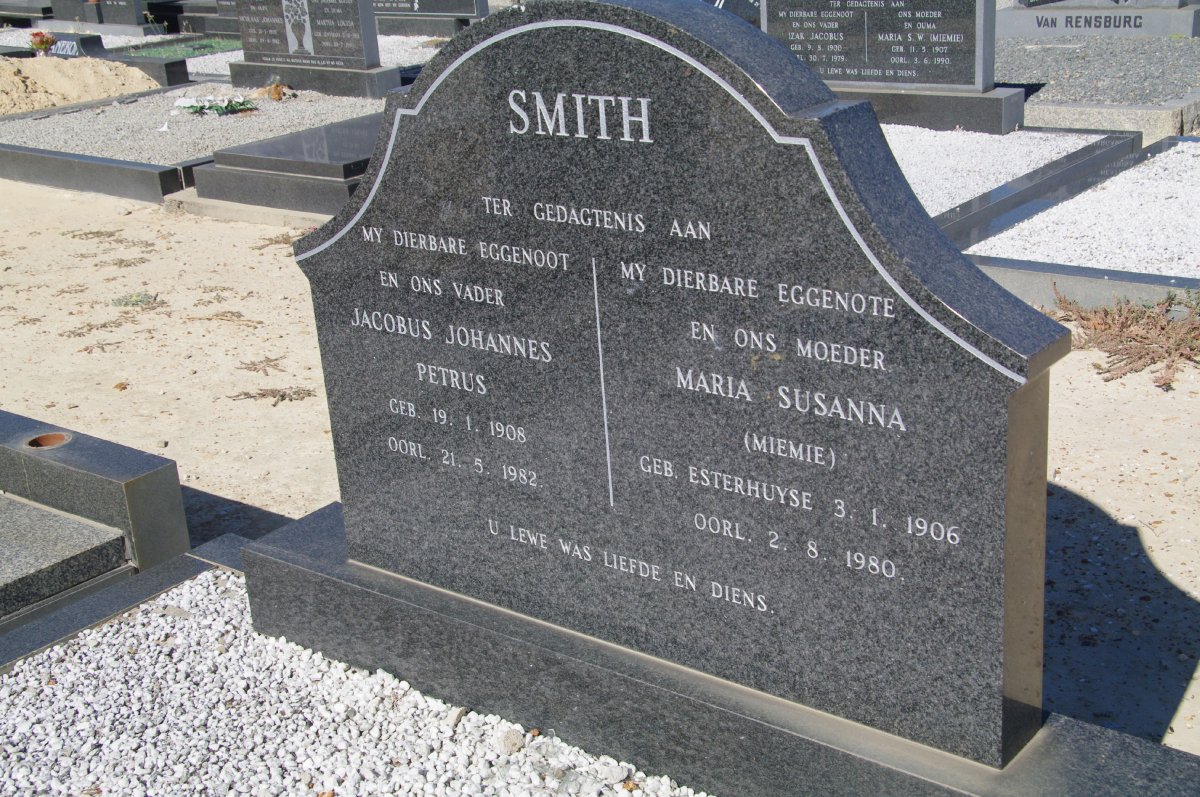 SMITH Jacobus Johannes Petrus 1908-1982 &amp; Maria Susanna ESTERHUYSE 1906-1980
