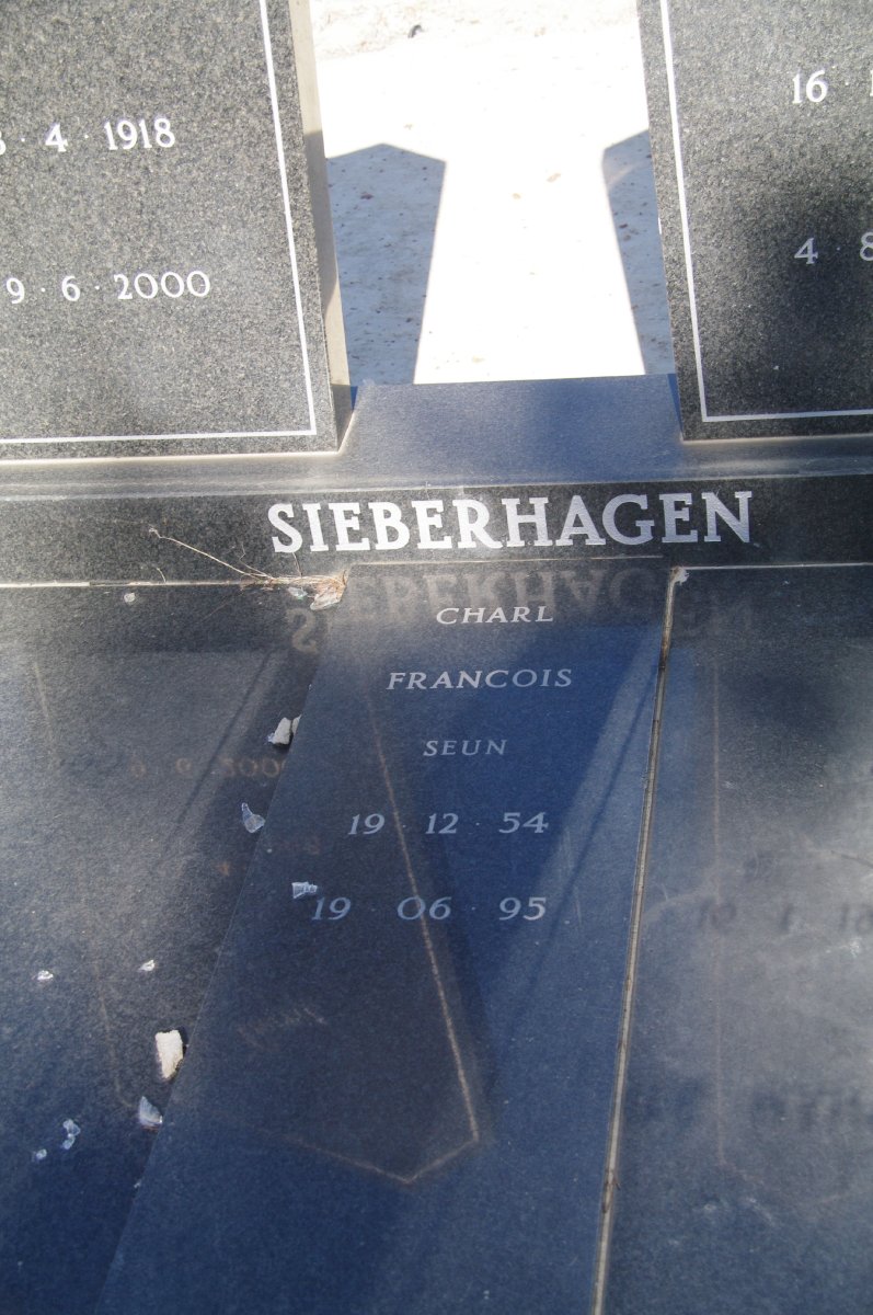 SIEBERHAGEN Gerrit 1918-2000 &amp; Annatjie MANSON 1930-1989 :: SIEBERHAGEN Charl Francois 1954-1995