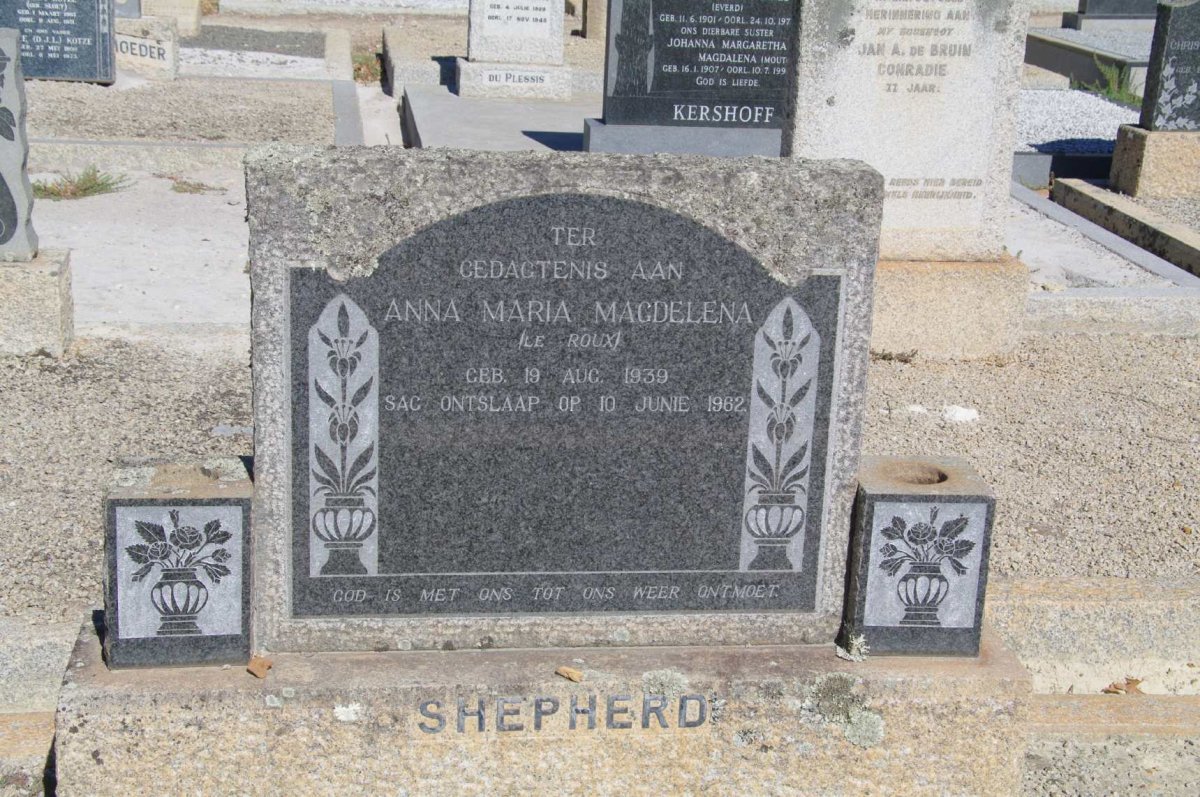 SHEPERD Anna Maria Magdalena nee le ROUX 1939-1982