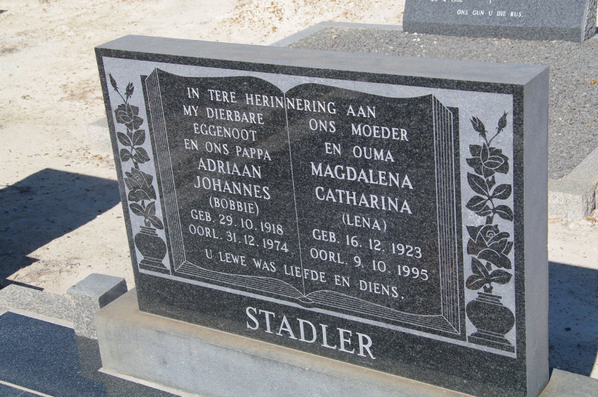 STADLER Adriaan Johannes 1918-1974 &amp; Magdalena Catharina 1923-1995