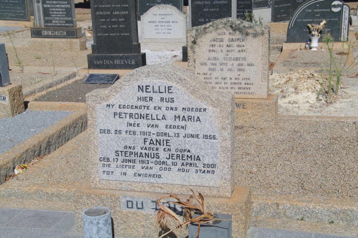 TOIT Stephanus Jeremia, du 1913-2001 &amp; Petronella Maria van EEDEN 1912-1955
