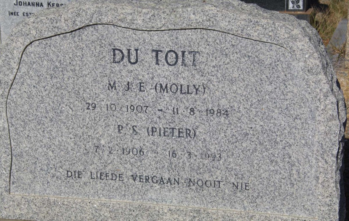 TOIT Petrus Stephanus Francois, du 1906-1993 &amp;  Maria Johanna Engelbrecht SCHOLTZ 1907-1984