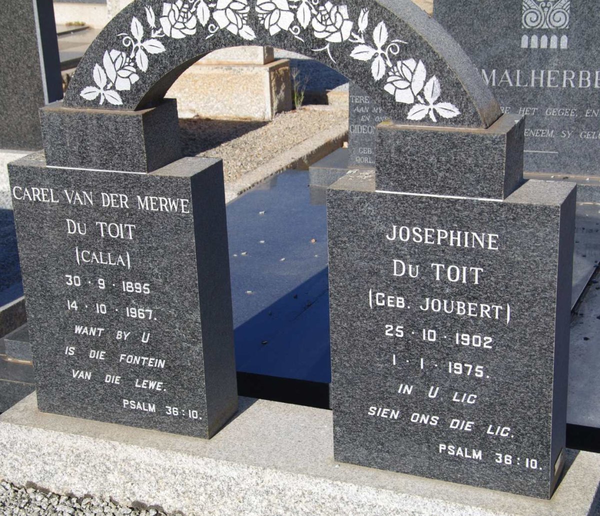 TOIT Carel van der Merwe, du 1895-1967 &amp; Josephine JOUBERT 1902-1975