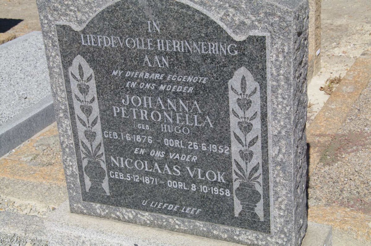 VLOK Nicolaas 1871-1958 &amp; Johanna Petronella HUGO 1876-1952