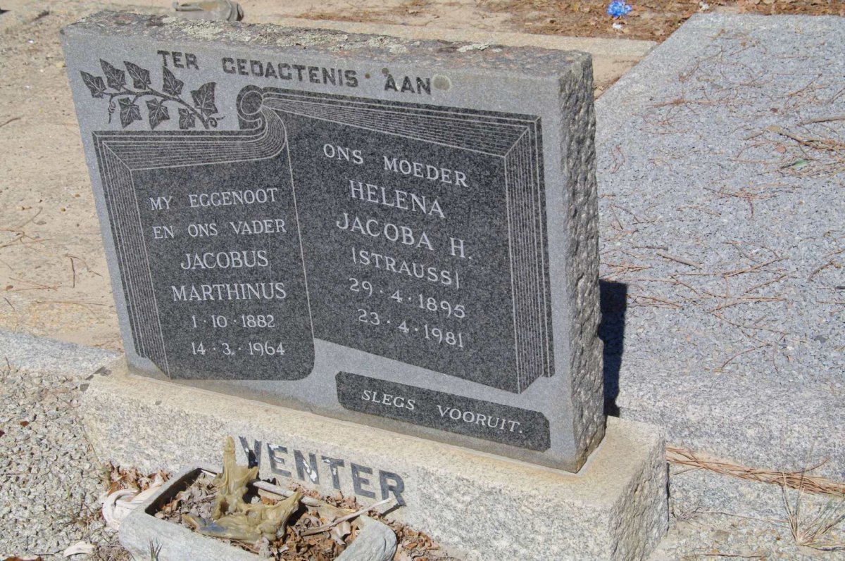 VENTER Jacobus Marthinus 1882-1964 &amp; Helena Jacoba H. STRAUSS 1895-1981