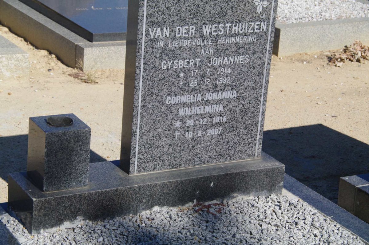 WESTHUIZEN Gysbert Johannes, van der 1914-1992 &amp; Cornelia Johanna Wilhelmina 1916-2007