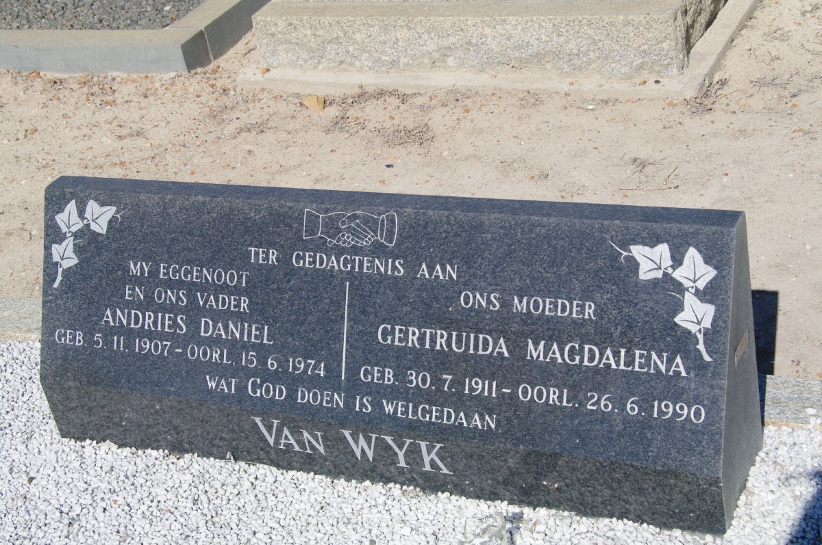 WYK Andries Daniel, van 1907-1974 &amp; Gertruida Magdalena 1911-1990