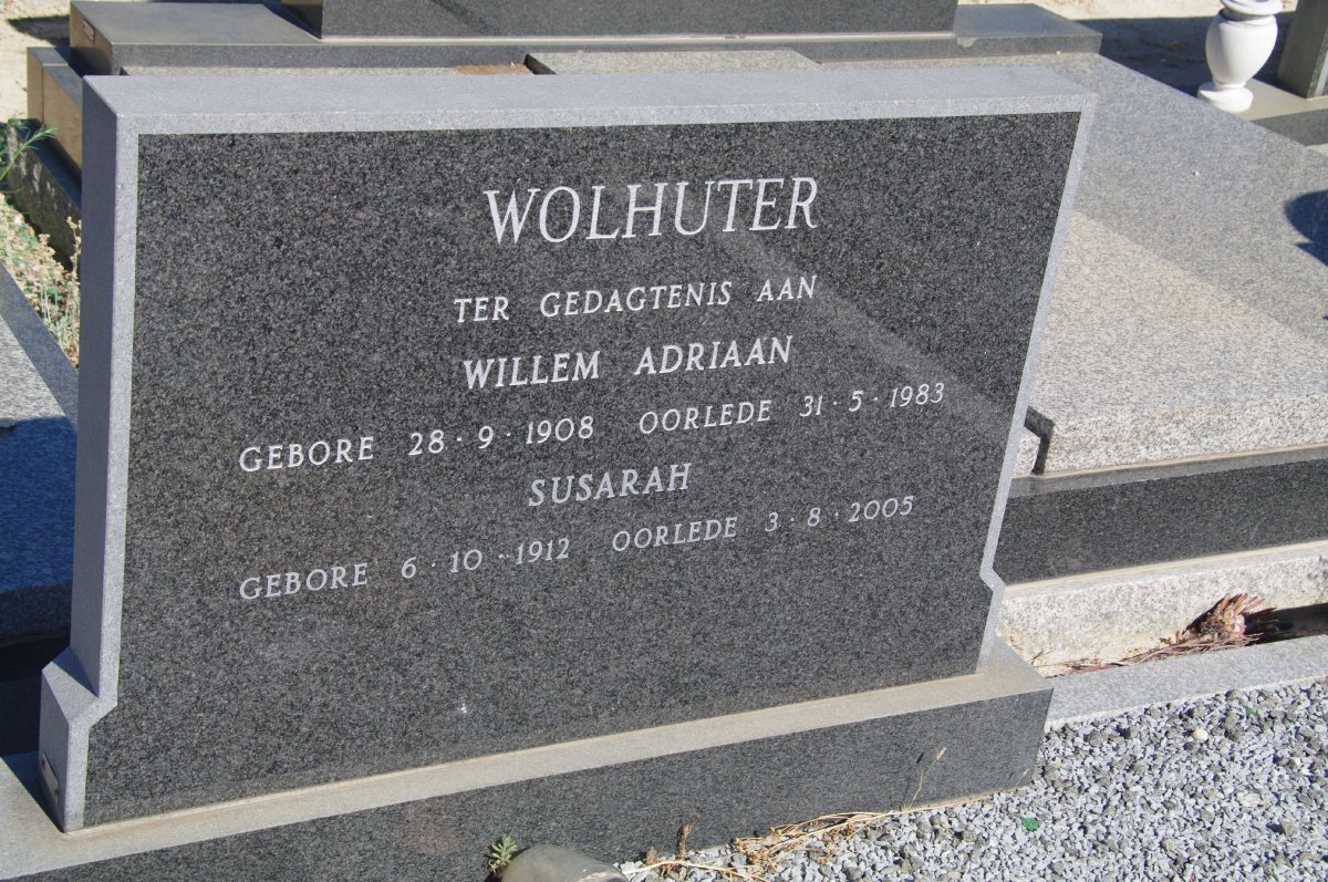 WOLHUTER Willem Adriaan 1908-1983 &amp; Susarah 1912-2005
