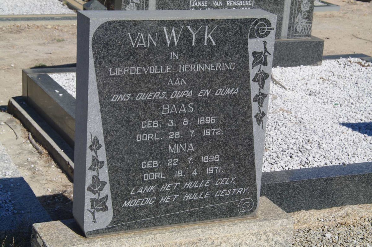 WYK Baas, van 1896-1972 &amp; Mina 1898-1971