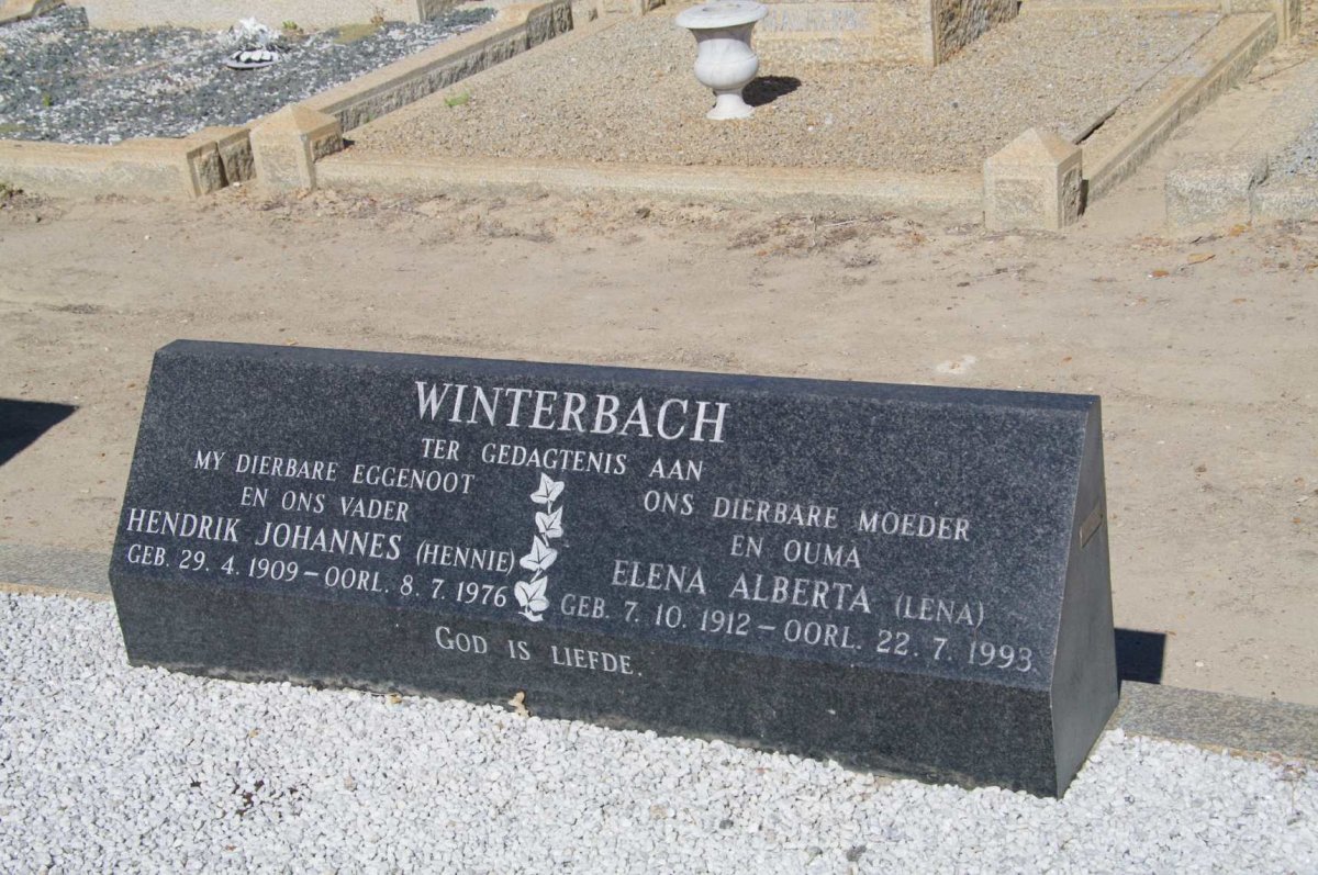 WINTERBACH Hendrik Johannes 1909-1976 &amp; Elena Alberta 1912-1993