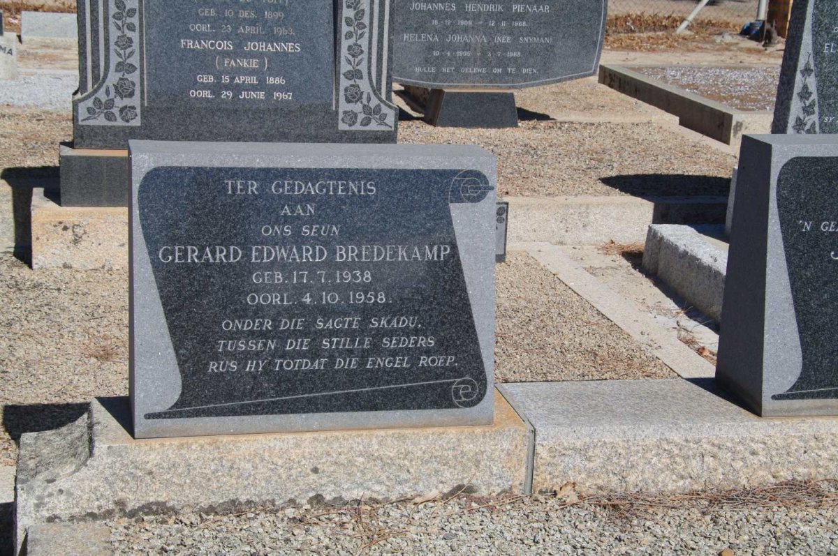 BREDEKAMP Jacobus Hendrik 1898-1970 &amp; Elsie Maria Cecilia ENGELS 1887-1960 :: BREDEKAMP Gerard Edward 1938-1958