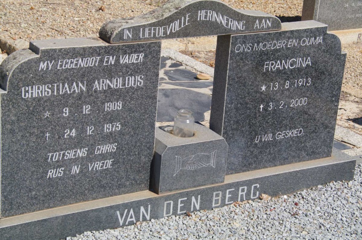 BERG Christiaan Arnoldus, van den 1909-1975 &amp; Francina 1913-2000