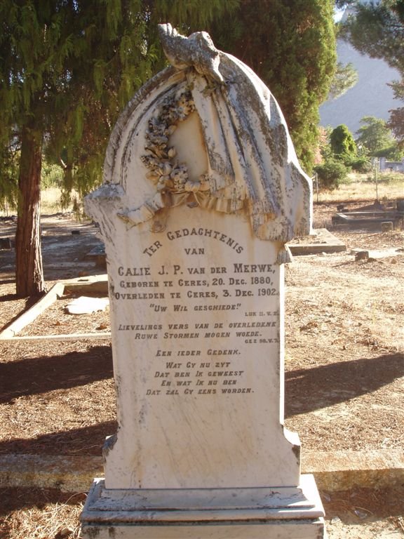 MERWE Calie J.P., van der 1880-1902