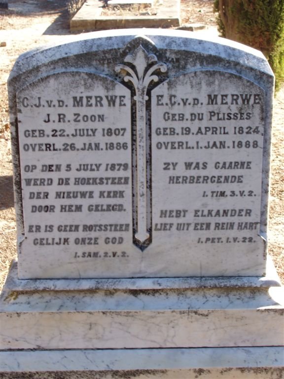 MERWE C.J. v.d. 1807-1886 &amp; E.C. DU PLESSIS 1824-1888