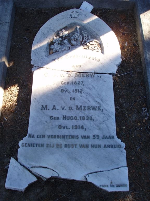 MERWE C. ?, v.d. 1827-1912 &amp; M.A. HUGO 1833-1914