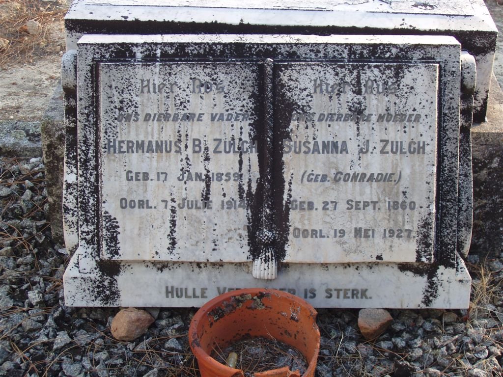 ZULCH Hermanus B. 1859-1914 &amp; Susanna J. CONRADIE 1860-1927