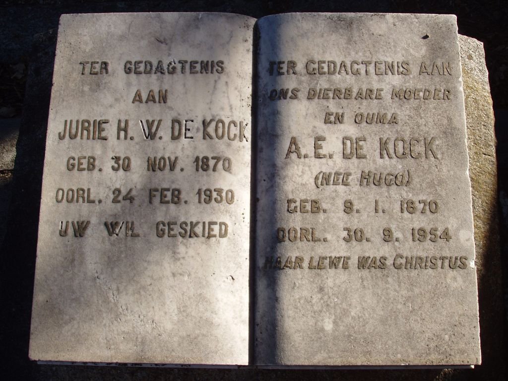 KOCK Jurie H.W., de 1870-1930 &amp; A.E. HUGO 1870-1954