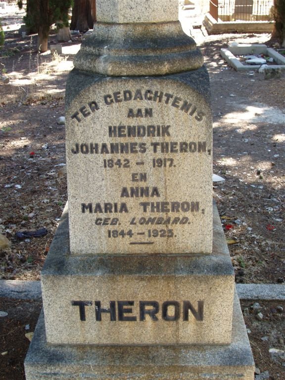 THERON Hendrik Johannes 1842-1917 &amp; Anna Maria LOMBARD 1844-1925