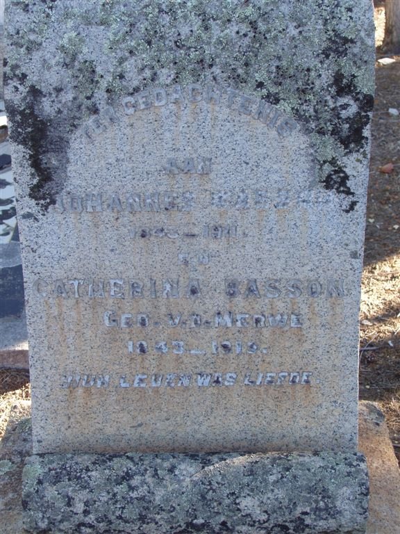 BASSON Johannes 1843-1911 &amp; Catherine V.D. MERWE 1843-1919