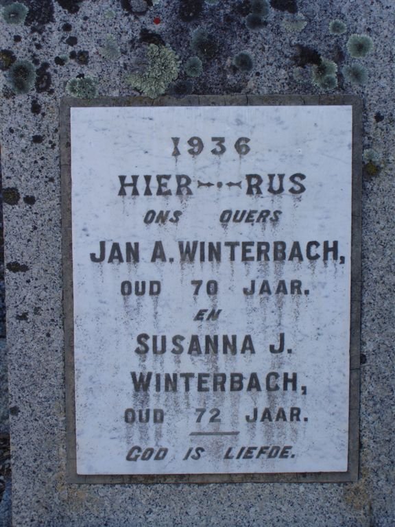 WINTERBACH Jan A. -1936 &amp; Susanna J. -1936